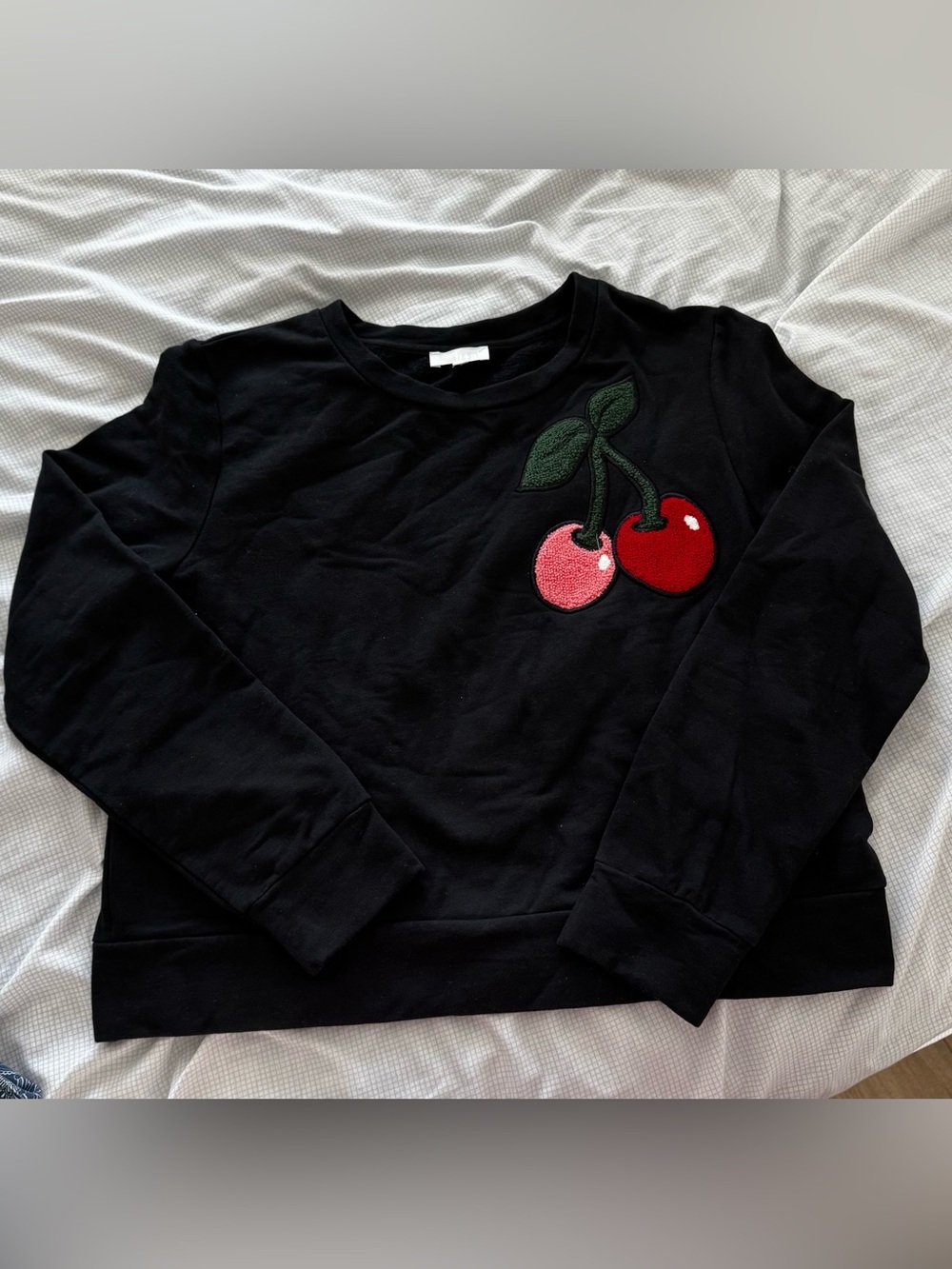 b + ab Black Sweatshirt with Cherry Patch